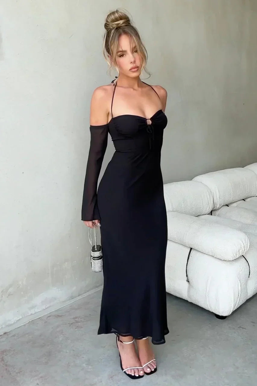 Desiree Boyundan Bağlamalı Midi Elbise