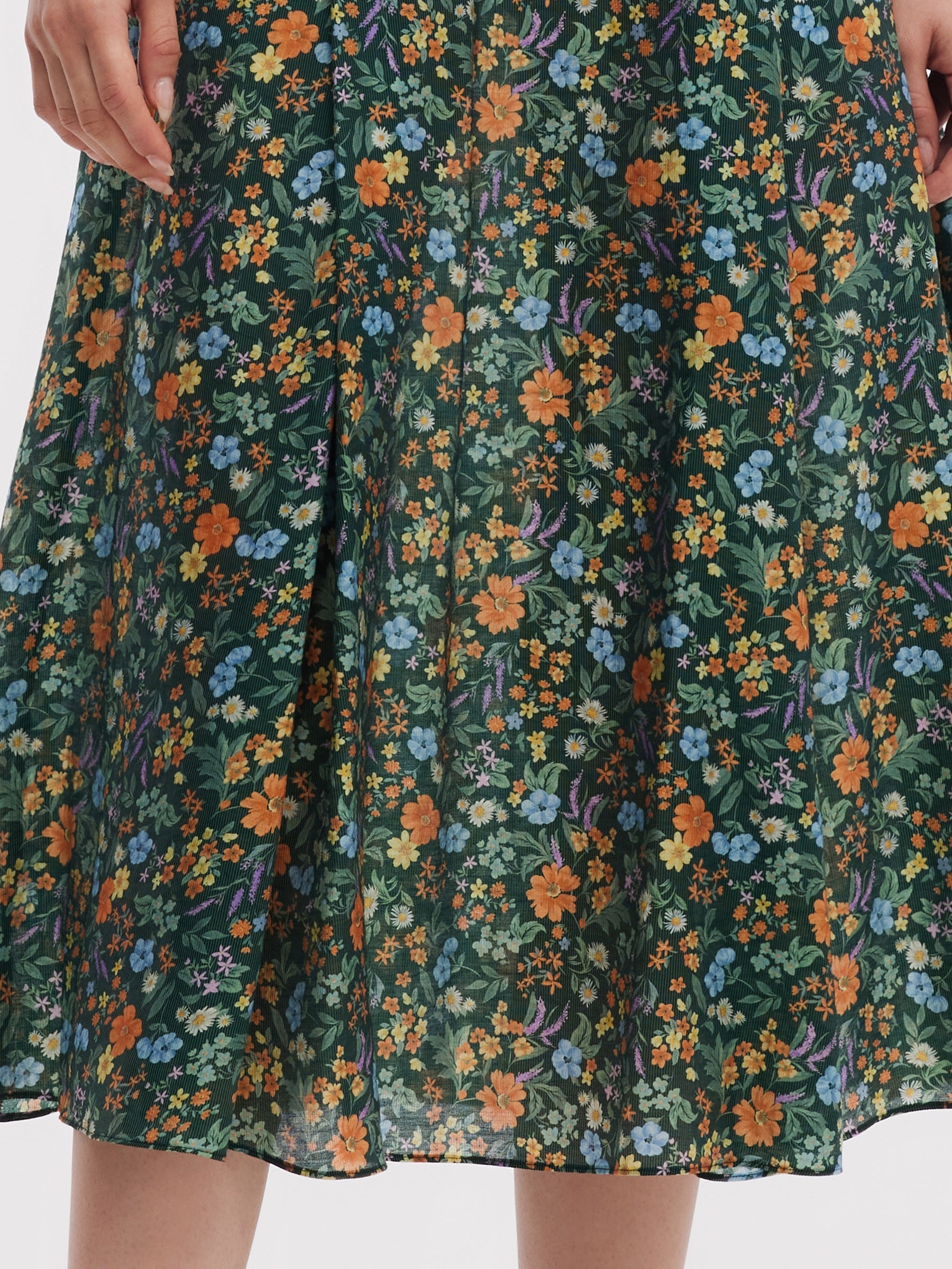 Tencel Karışımlı Çiçek Desenli Kadın A Kesim Etek