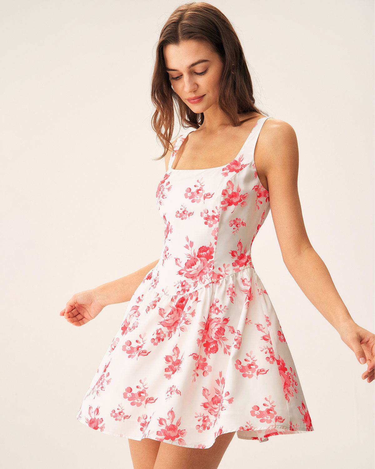 Sueña™ Pembe Çiçekli Dantelli Mini Elbise