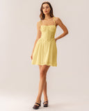 Sueña™ Sarı Dantelli Korse Slip Mini Elbise