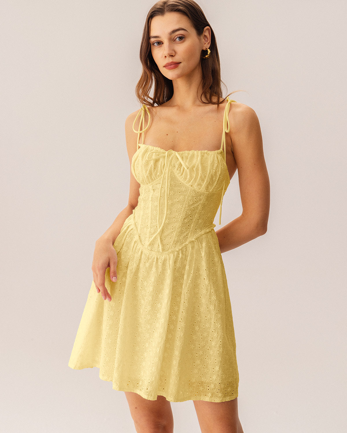Sueña™ Sarı Dantelli Korse Slip Mini Elbise