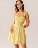 Sueña™ Sarı Dantelli Korse Slip Mini Elbise