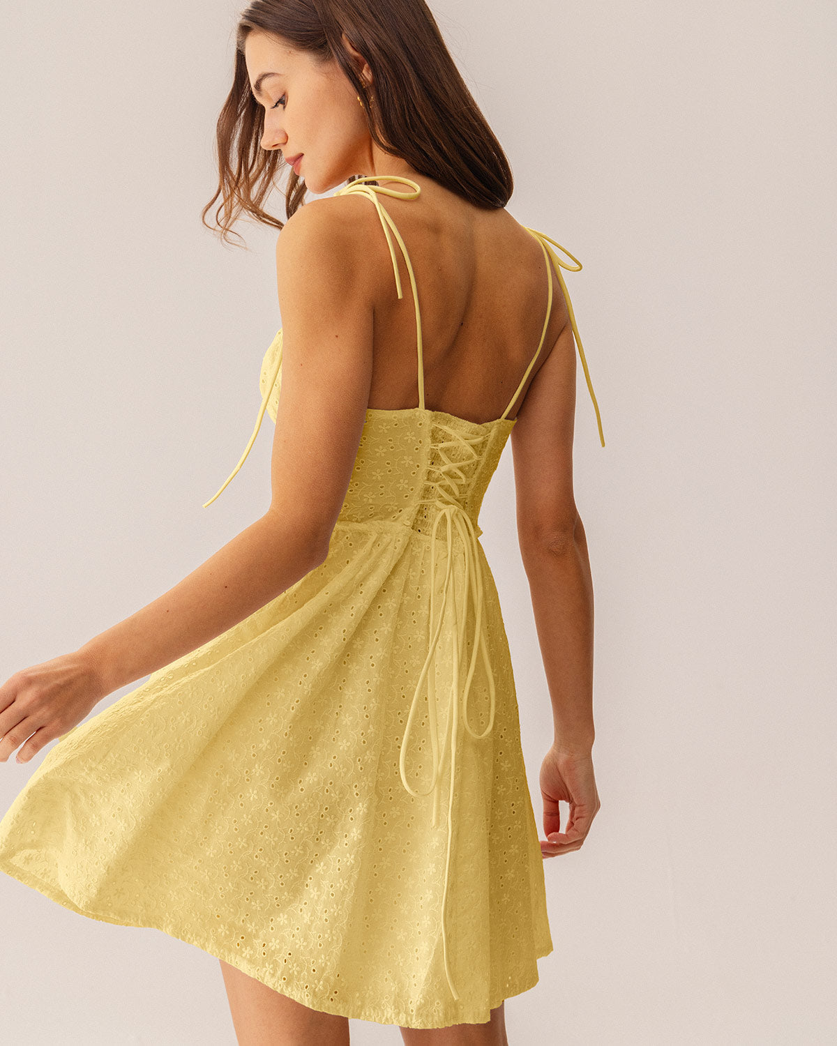 Sueña™ Sarı Dantelli Korse Slip Mini Elbise