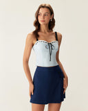 Sueña™ Mavi Kalp Yaka Crop Top