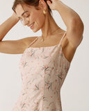 Sueña™ Pembe Çiçekli A Kesim Slip Mini Elbise