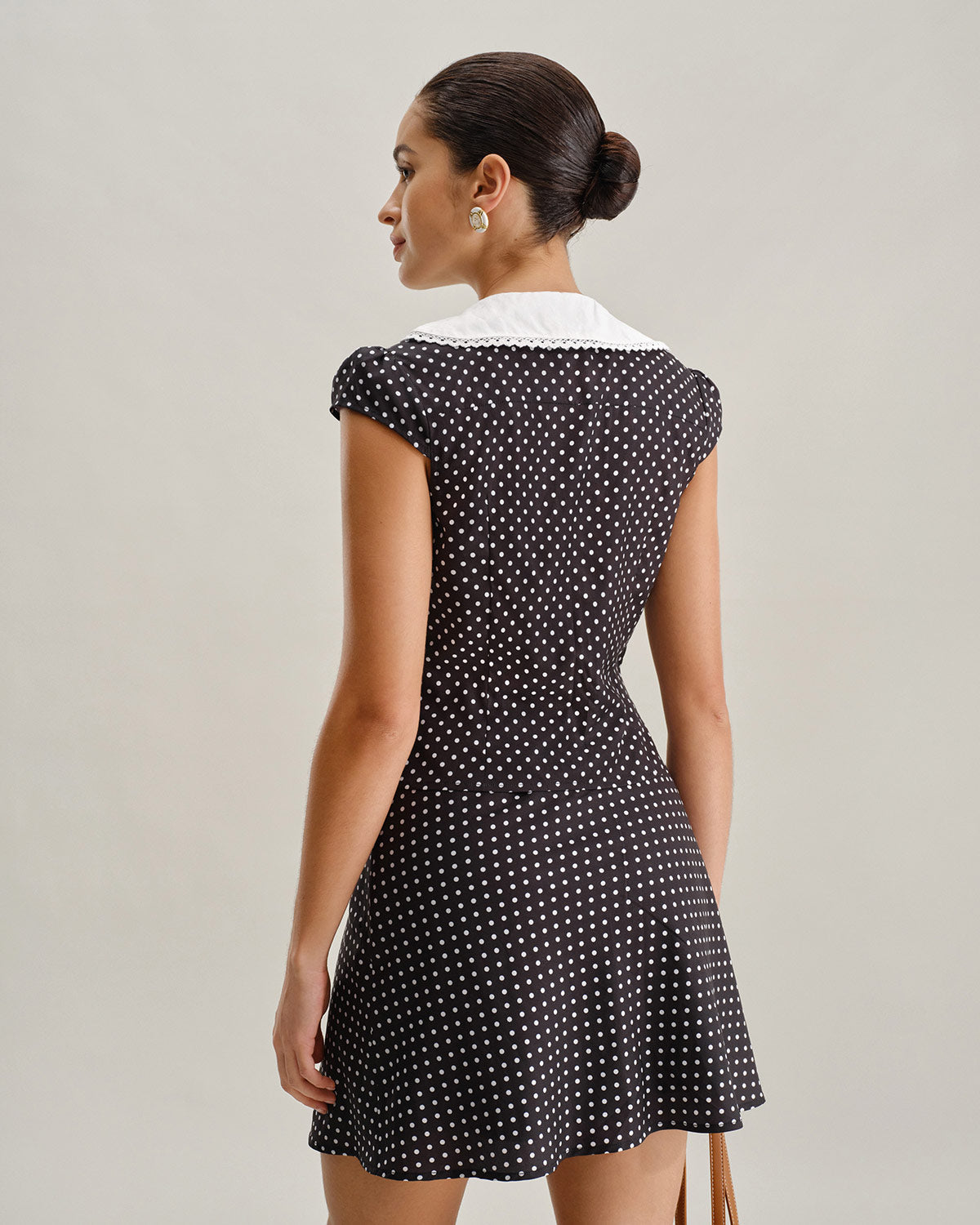 Sueña™ Siyah Polka Noktalı Kısa Kollu Gömlek