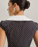 Sueña™ Siyah Polka Noktalı Kısa Kollu Gömlek