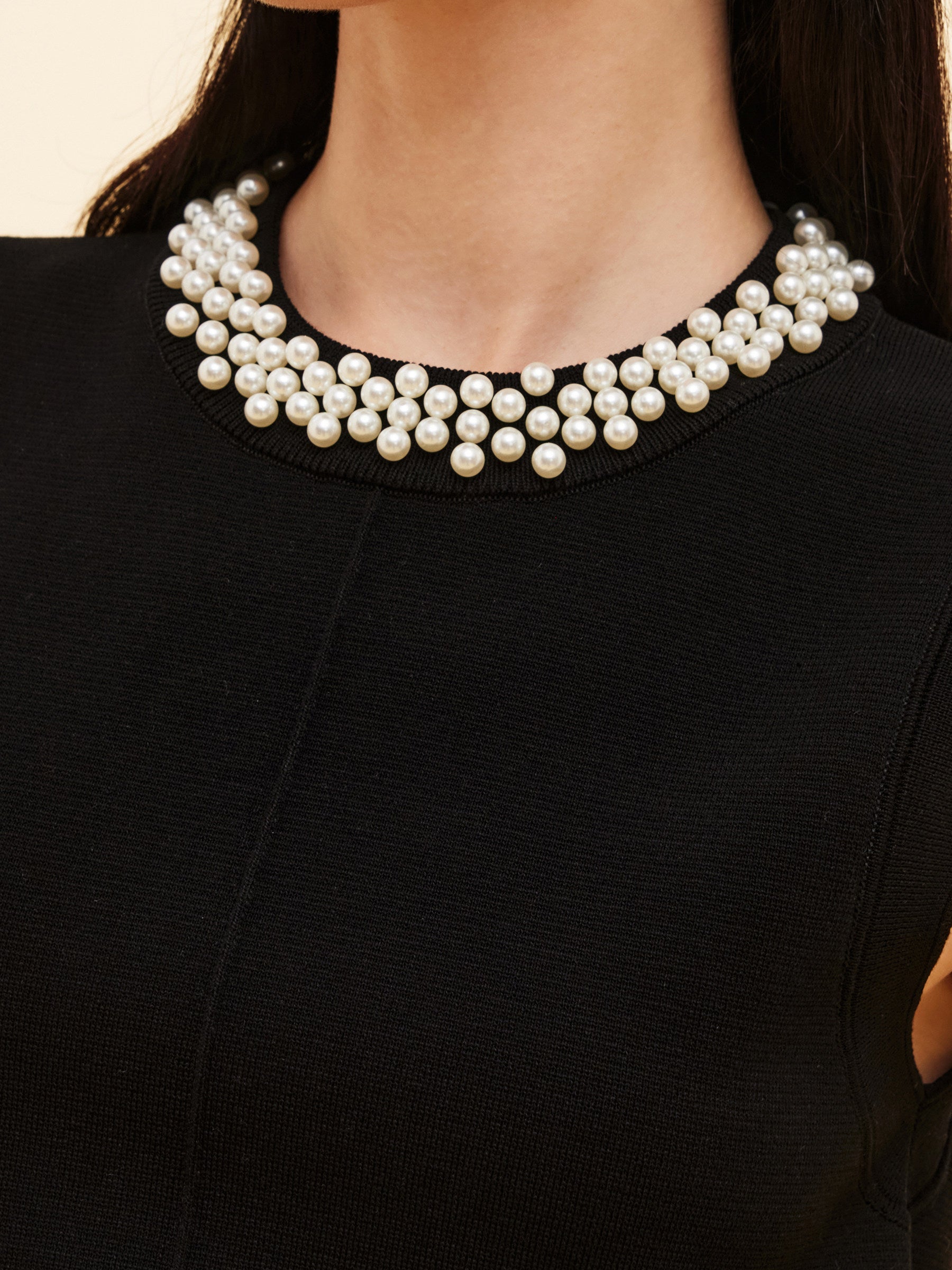 Tencel Karışımlı Boncuklu Yaka Kadın Kolsuz Örme Mini Elbise