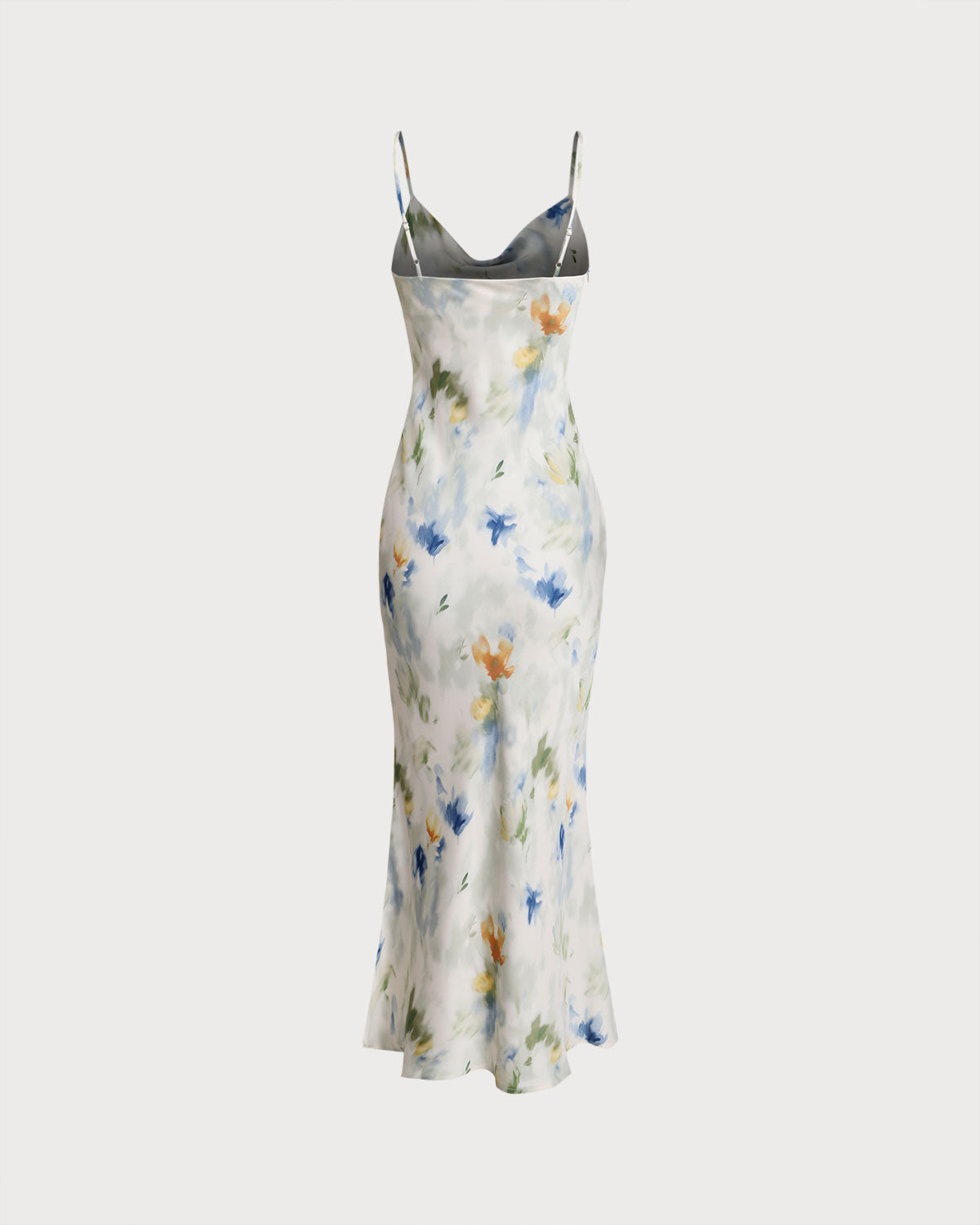 Sueña™ Mavi Çiçekli Denizkızı Slip Midi Elbise