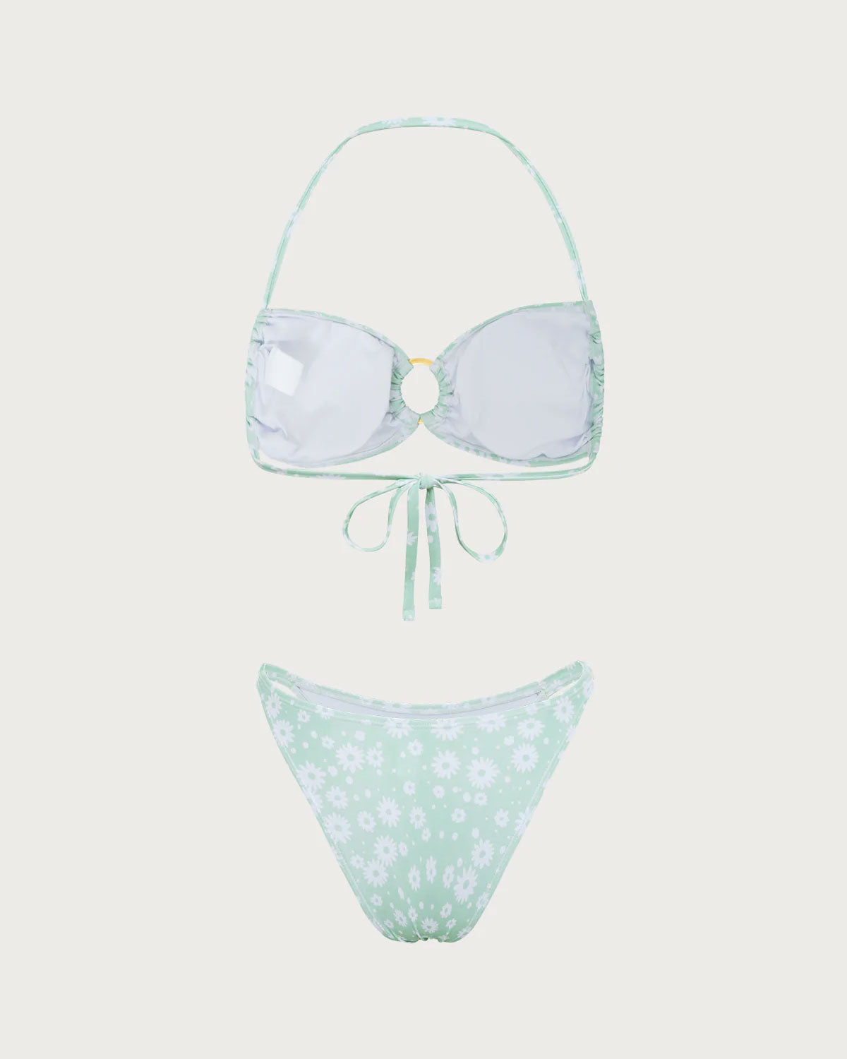 Sueña™ Yeşil Çiçekli O-Ringli Halter Bikini Seti
