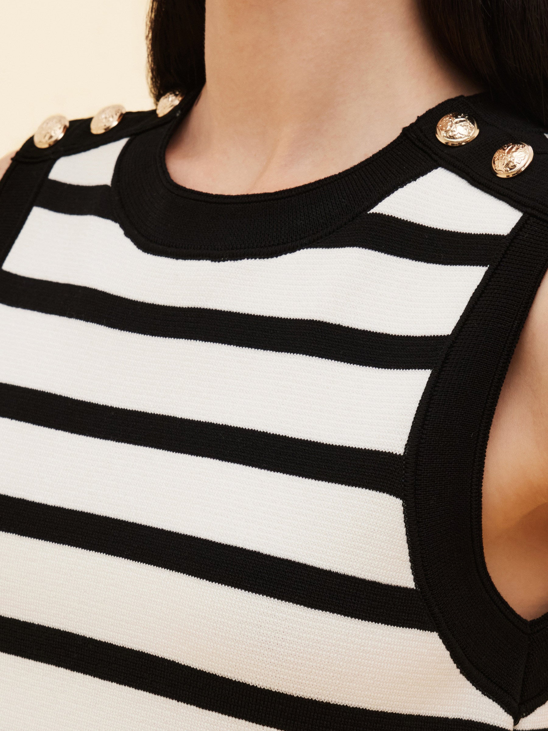 Tencel Karışımlı Çizgili Kontrast Kesim Kadın Örgü Mini Atlet Elbise