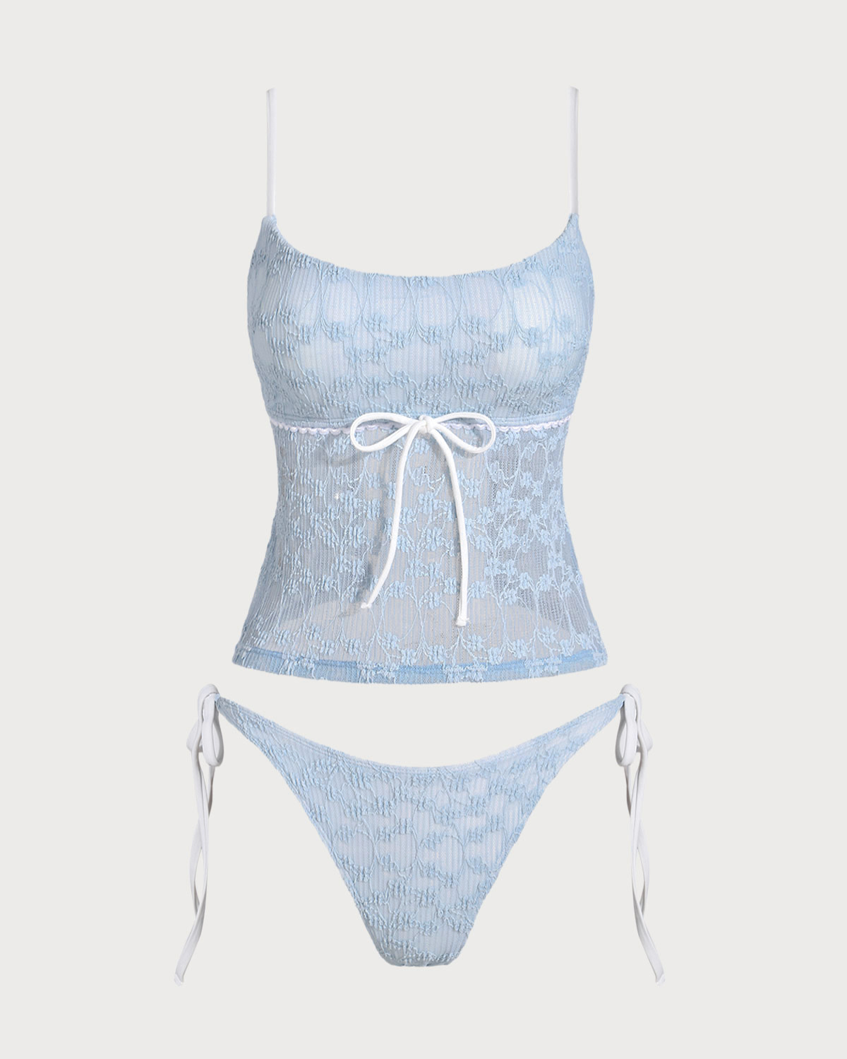 Sueña™ Mavi Dantelli Kontrast Tankini Mayo