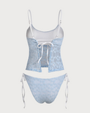 Sueña™ Mavi Dantelli Kontrast Tankini Mayo