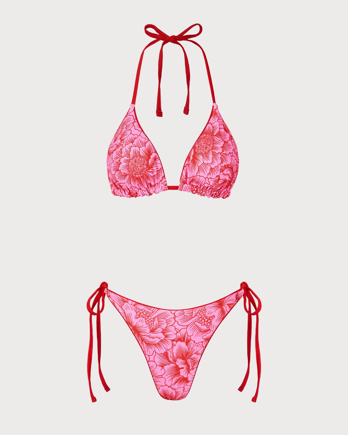 Sueña™ Kırmızı Çiçekli Çift Taraflı Bikini Takımı