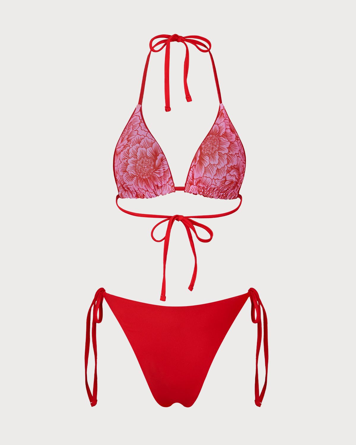 Sueña™ Kırmızı Çiçekli Çift Taraflı Bikini Takımı