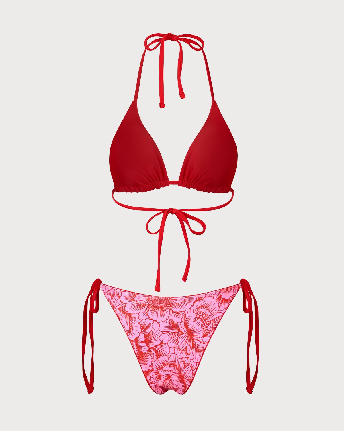 Sueña™ Kırmızı Çiçekli Çift Taraflı Bikini Takımı