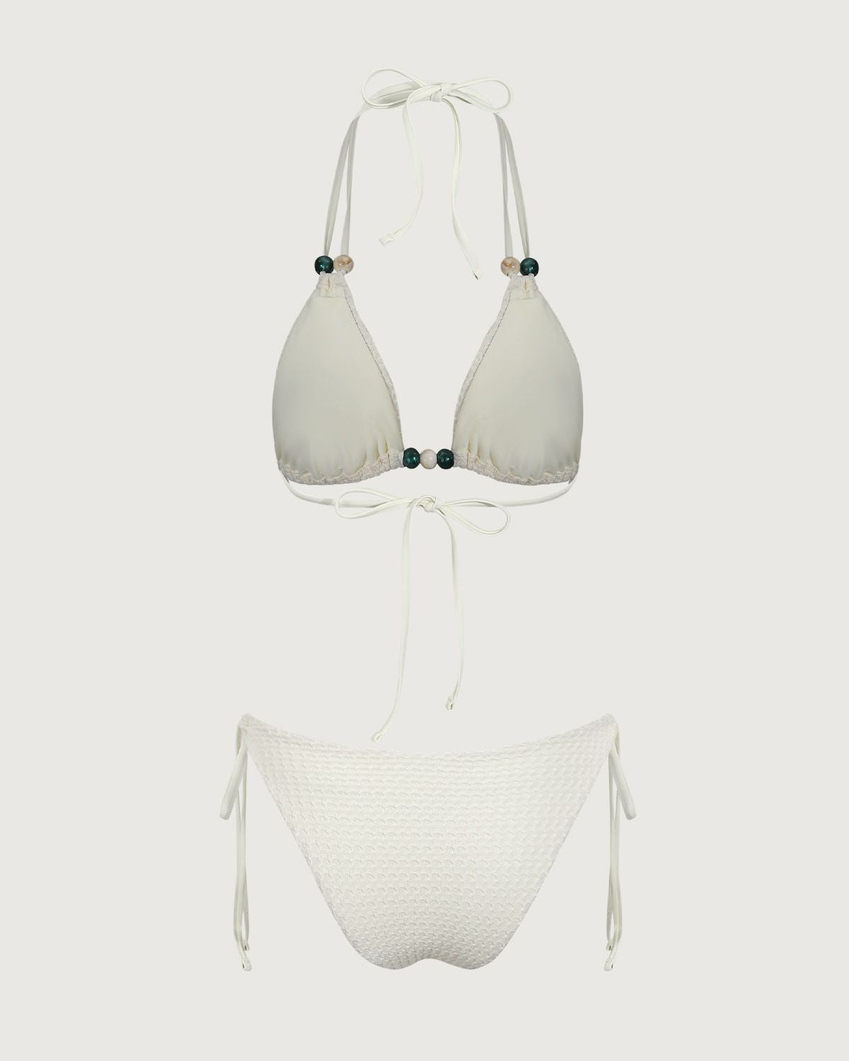 Sueña™ Bej Kesikli Boncuklu Bikini Takımı