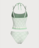 Sueña™ Yeşil Kontrast Dantelli Tankini Mayo