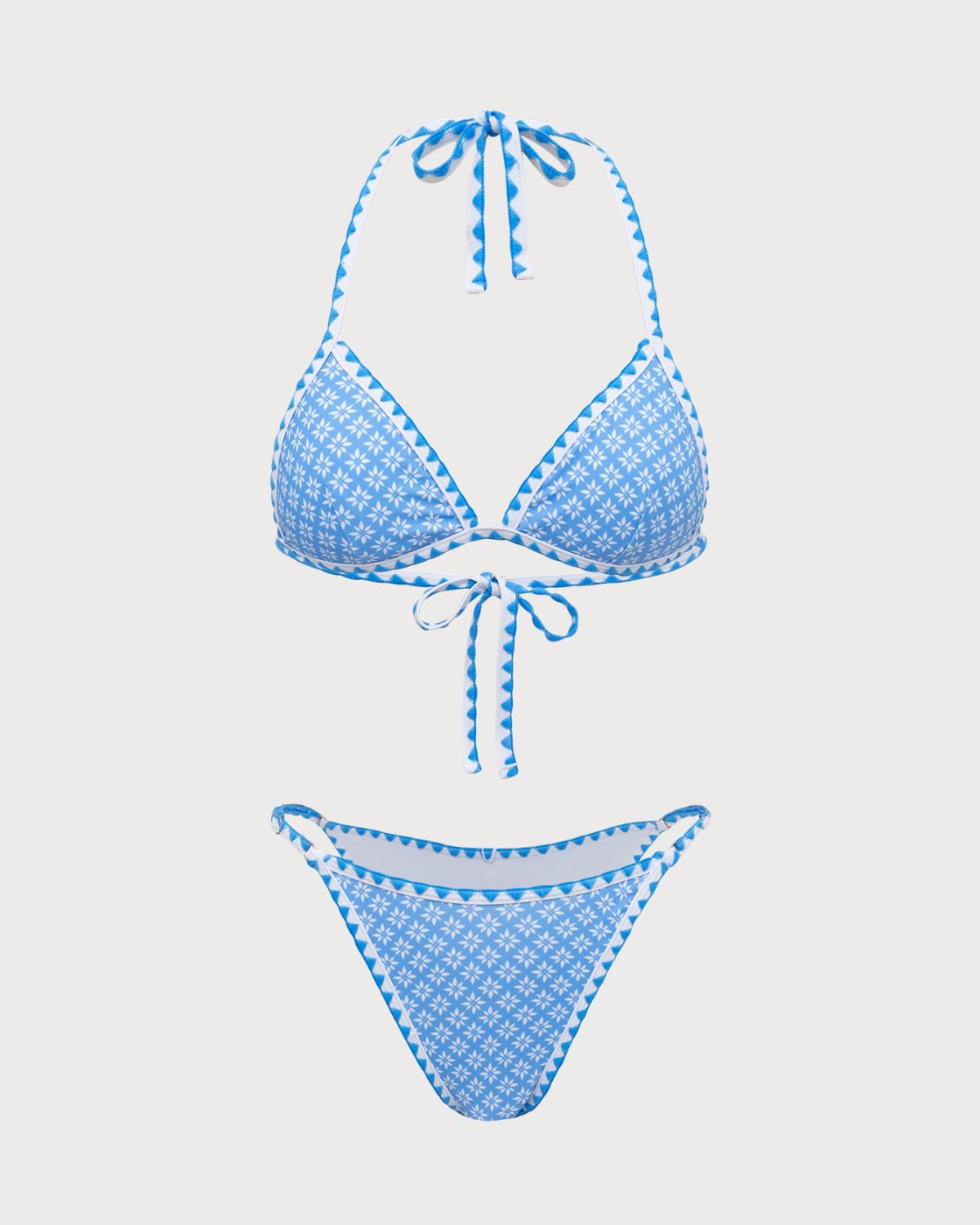 Sueña™ Mavi İşlemeli Dantel Vintage Bikini Seti