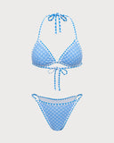 Sueña™ Mavi İşlemeli Dantel Vintage Bikini Seti