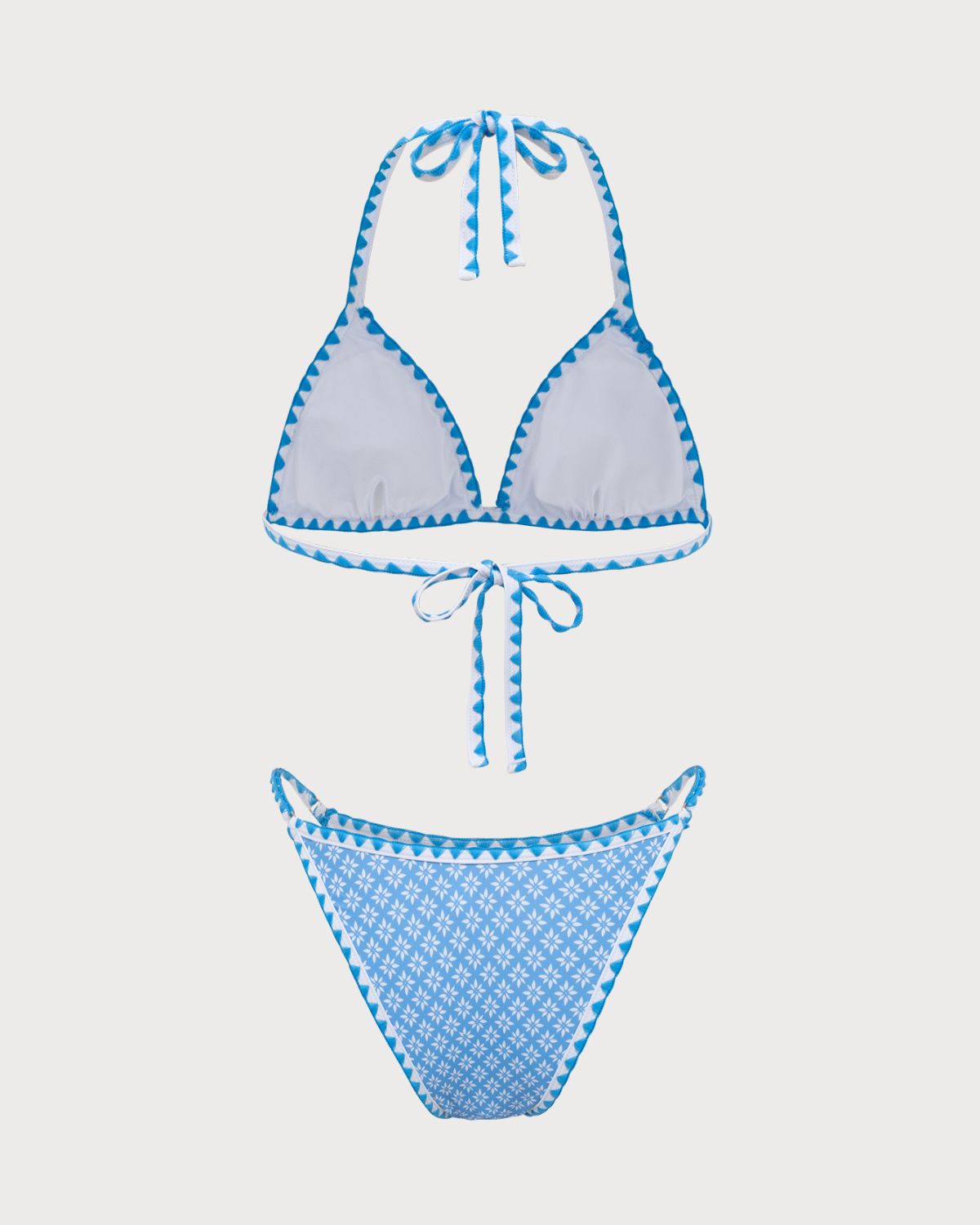 Sueña™ Mavi İşlemeli Dantel Vintage Bikini Seti