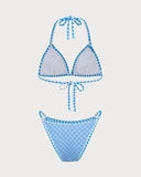 Sueña™ Mavi İşlemeli Dantel Vintage Bikini Seti