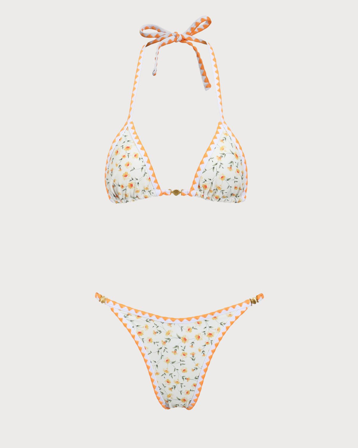 Sueña™ Sarı Çiçekli Kontrast Bikini Takımı