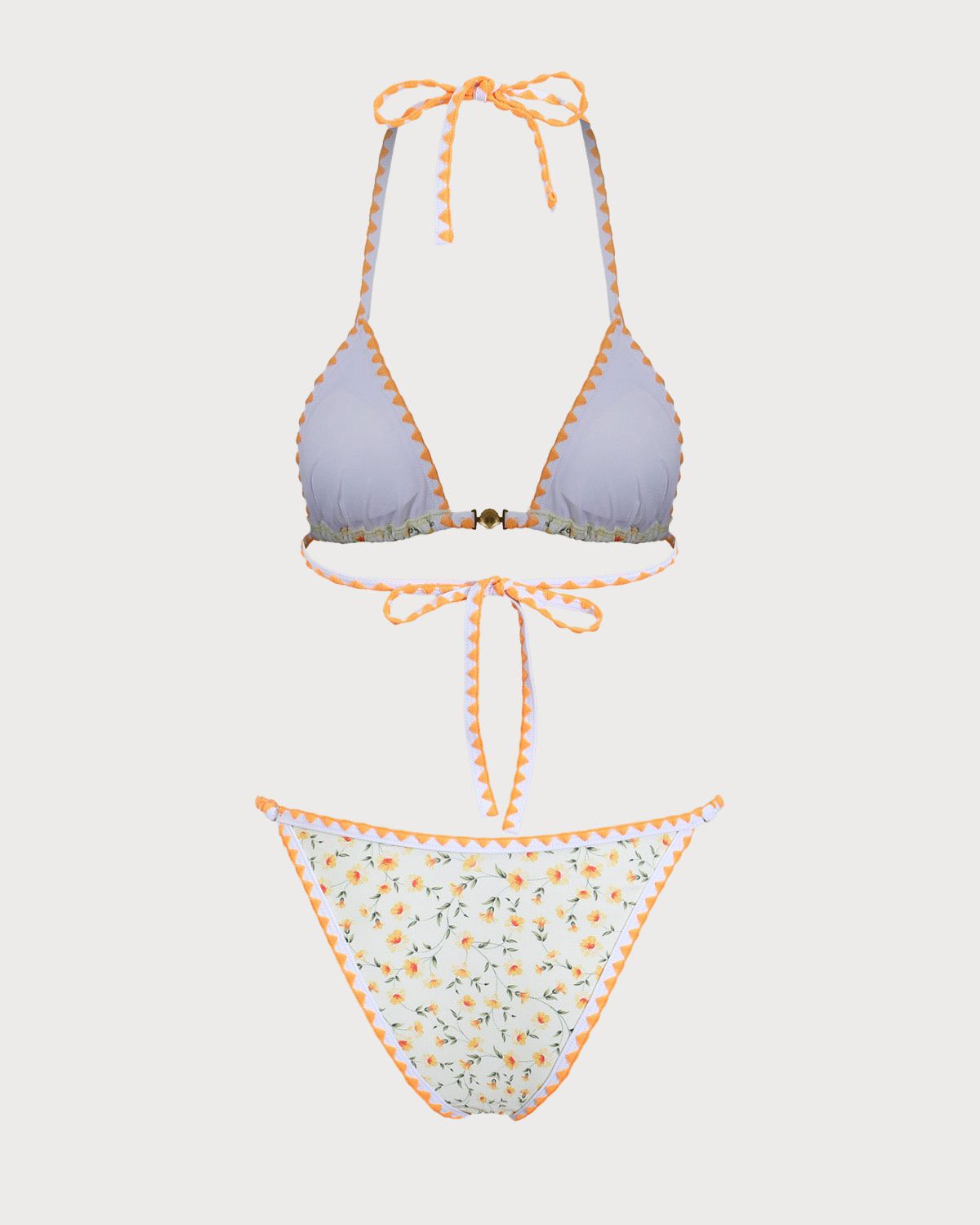 Sueña™ Sarı Çiçekli Kontrast Bikini Takımı