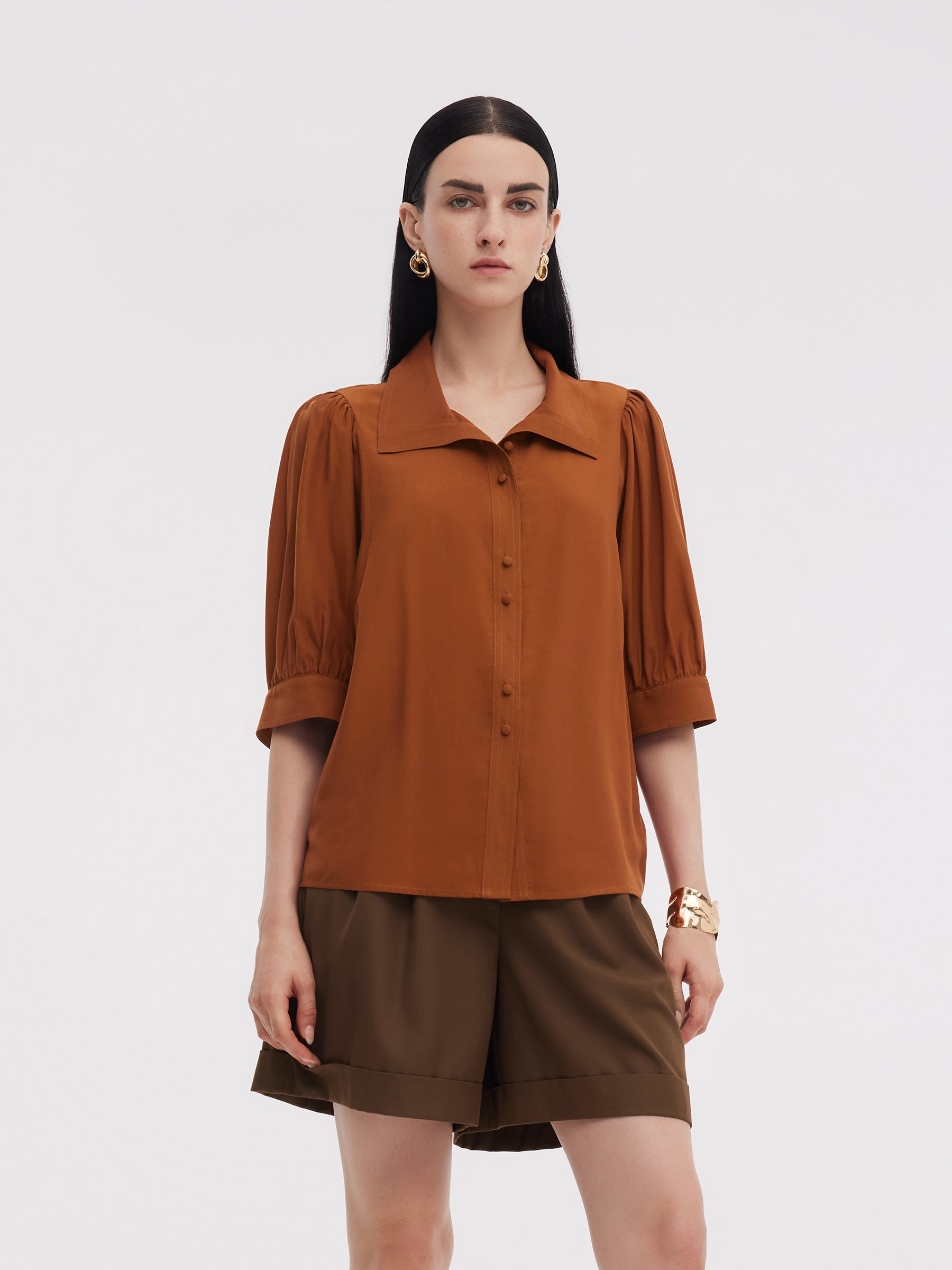 Tencel Asetat Karışımlı Kadın Bol Gömlek