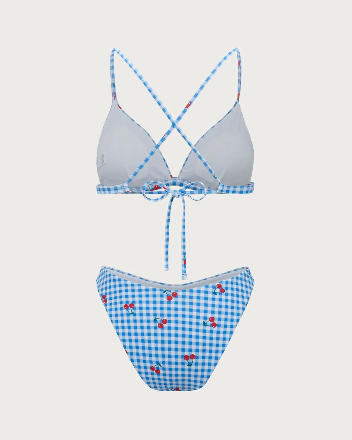 Sueña™ Mavi Ekose Kiraz Halter Bikini Takımı