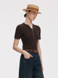 Henley Yaka Kadın Örgü Üst