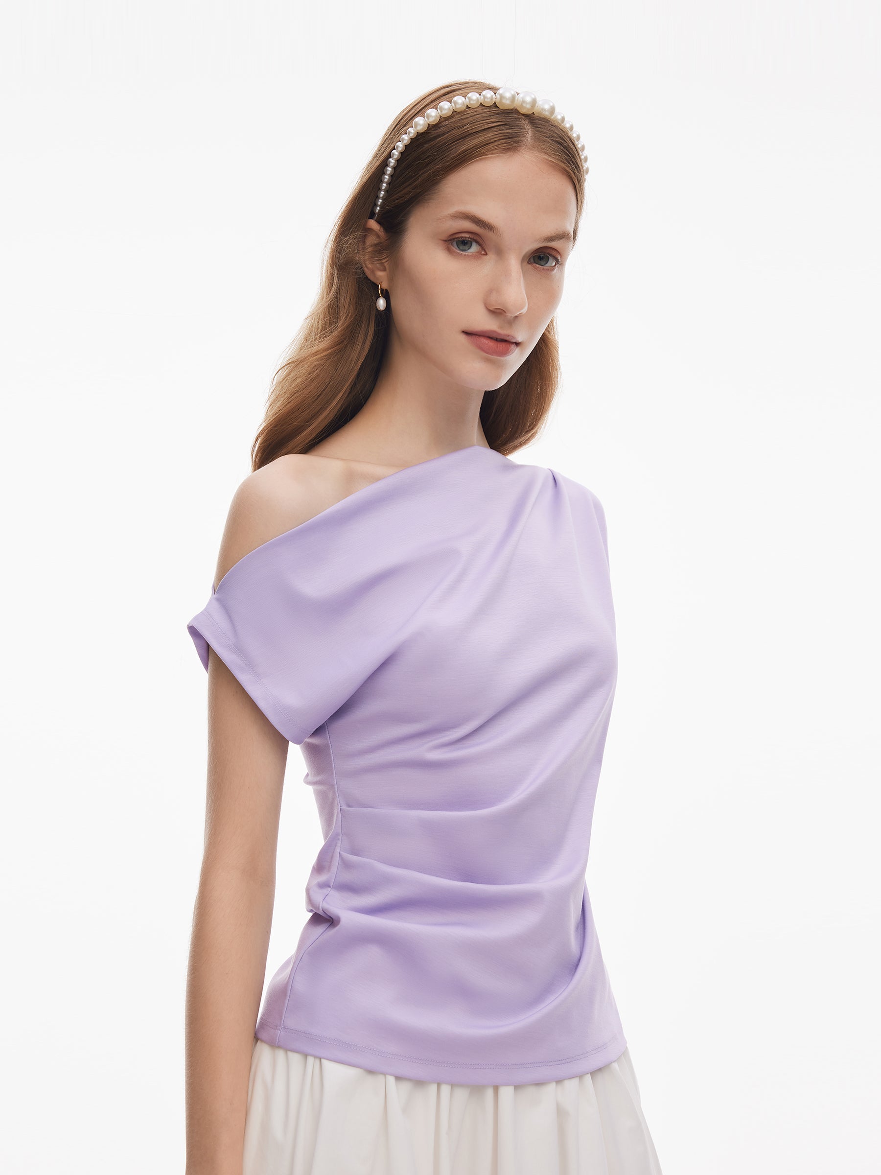 Tencel Karışımlı Kadın Omuz Açık Kadın Büzgülü Üst