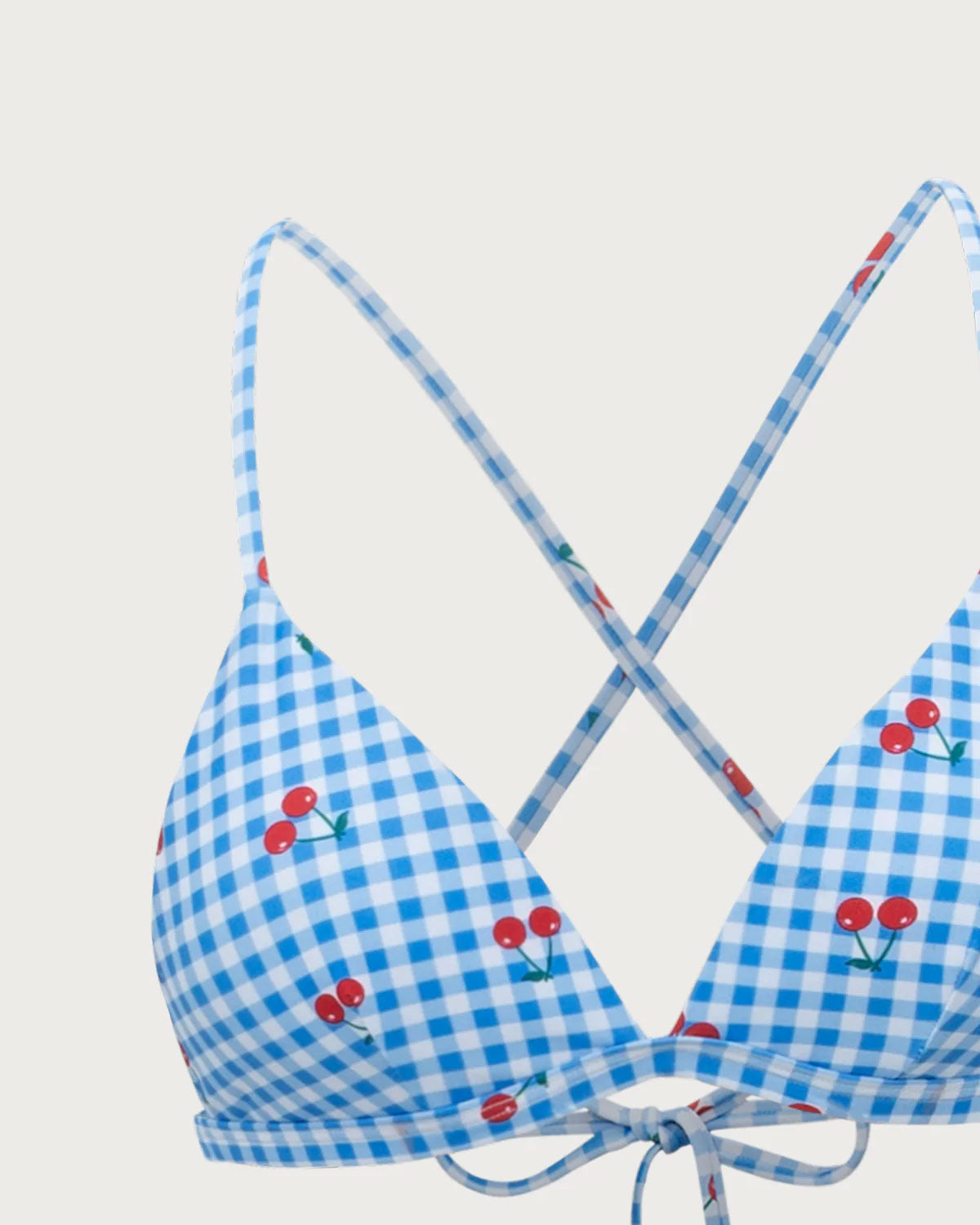 Sueña™ Mavi Ekose Kiraz Halter Bikini Takımı