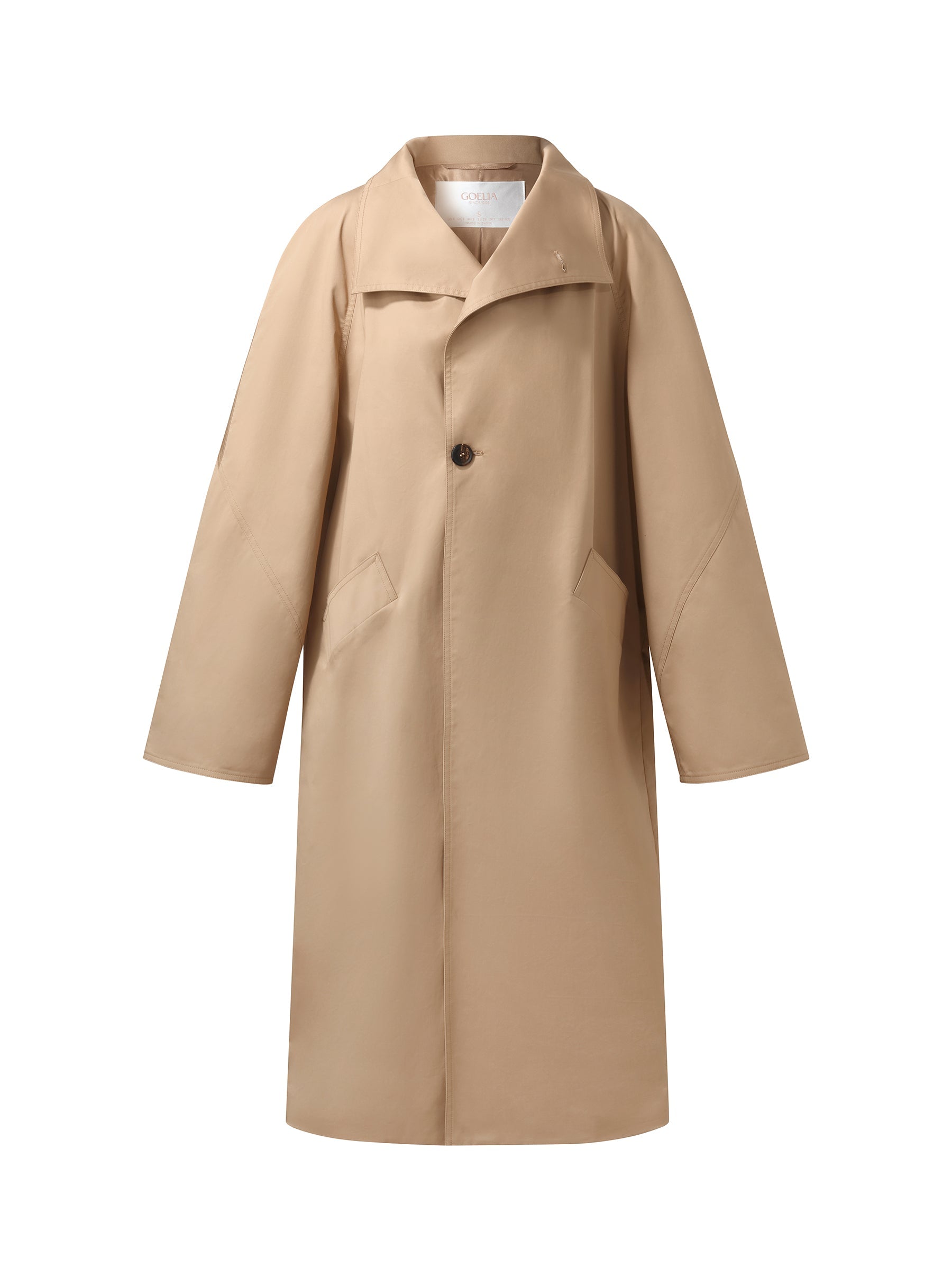 Pamuklu Renk Blok Manşetli Unisex Trençkot
