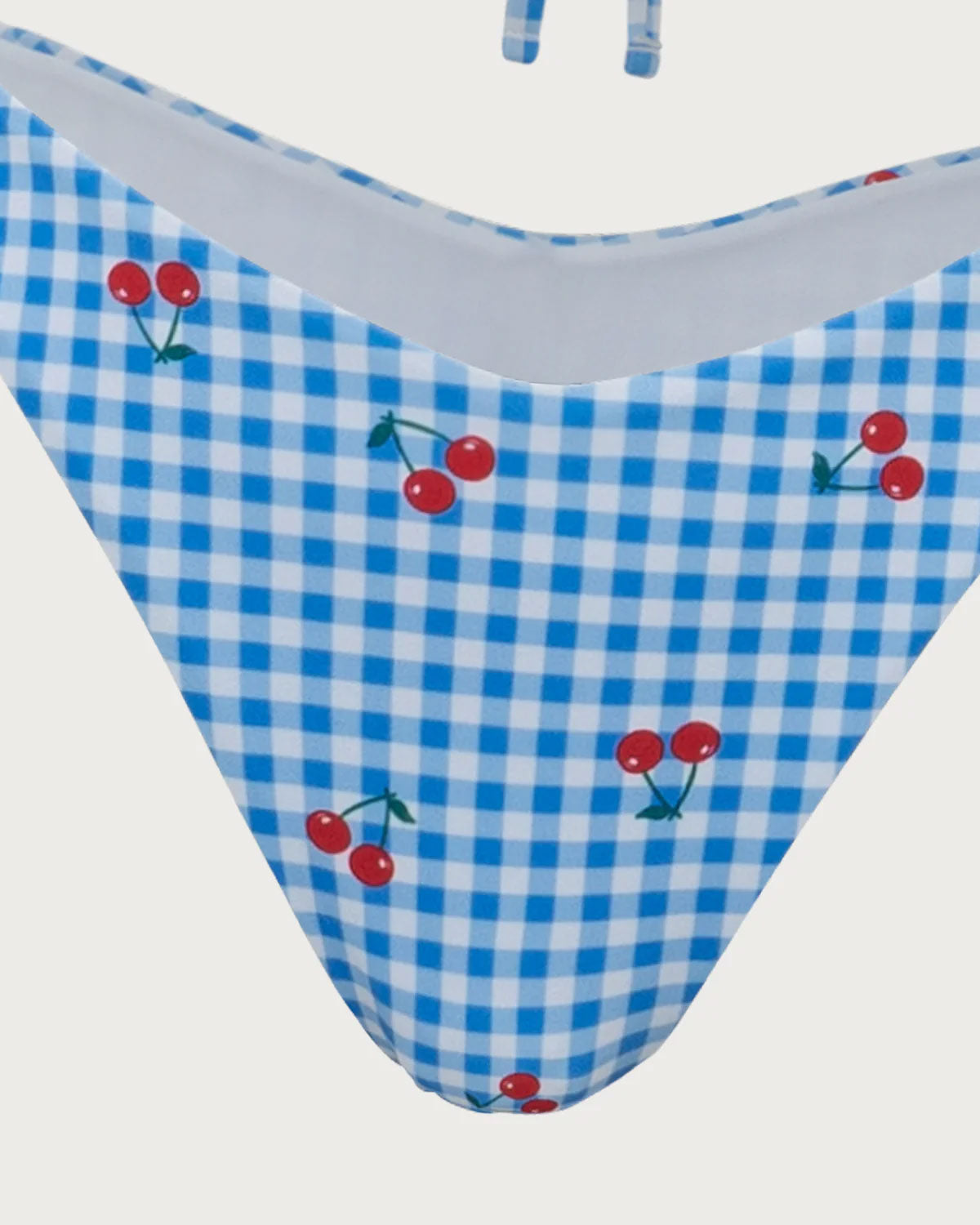Sueña™ Mavi Ekose Kiraz Halter Bikini Takımı