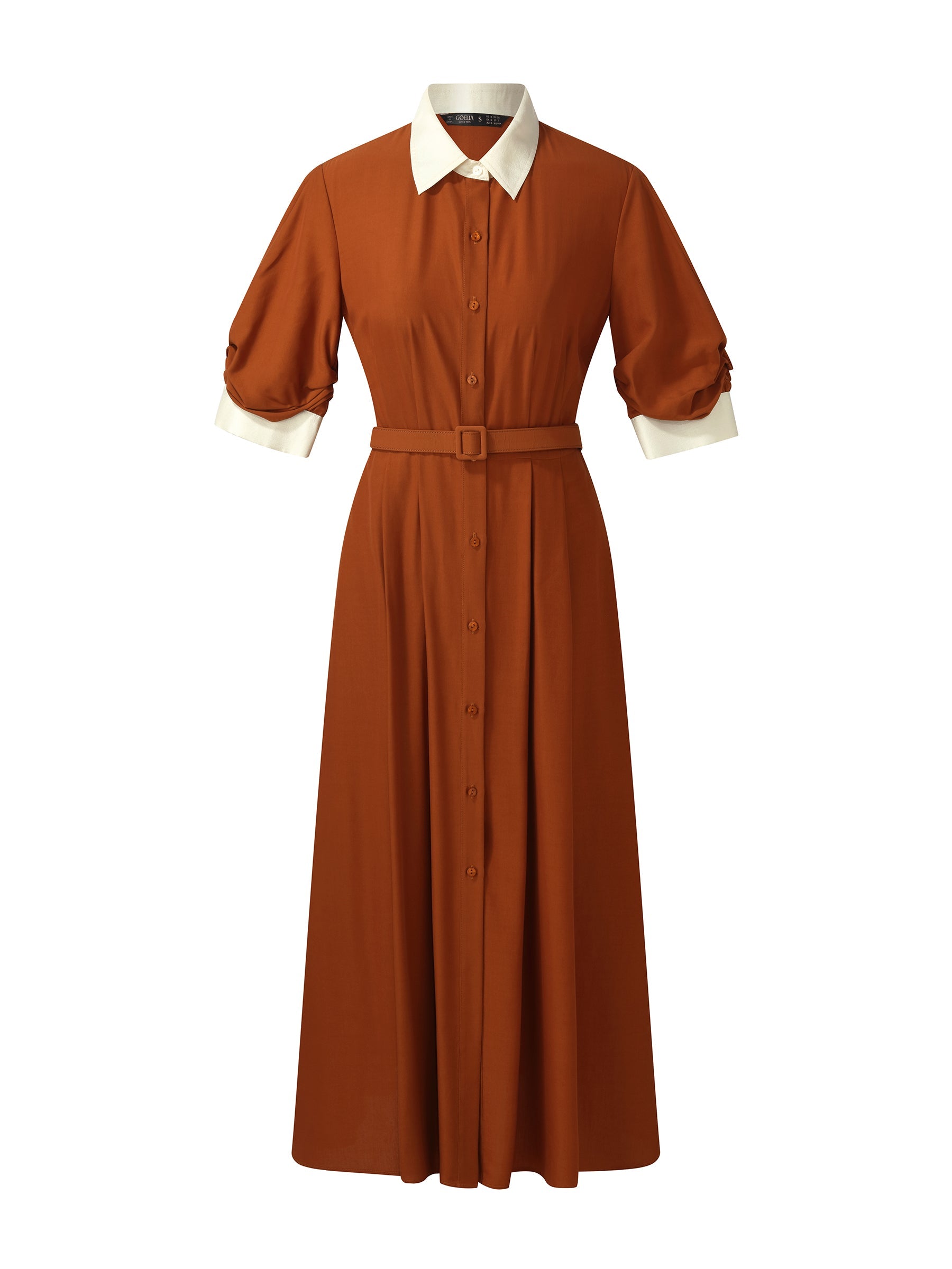 Tencel Asetat Karışımlı Renk Bloklu Kadın Midi Elbise