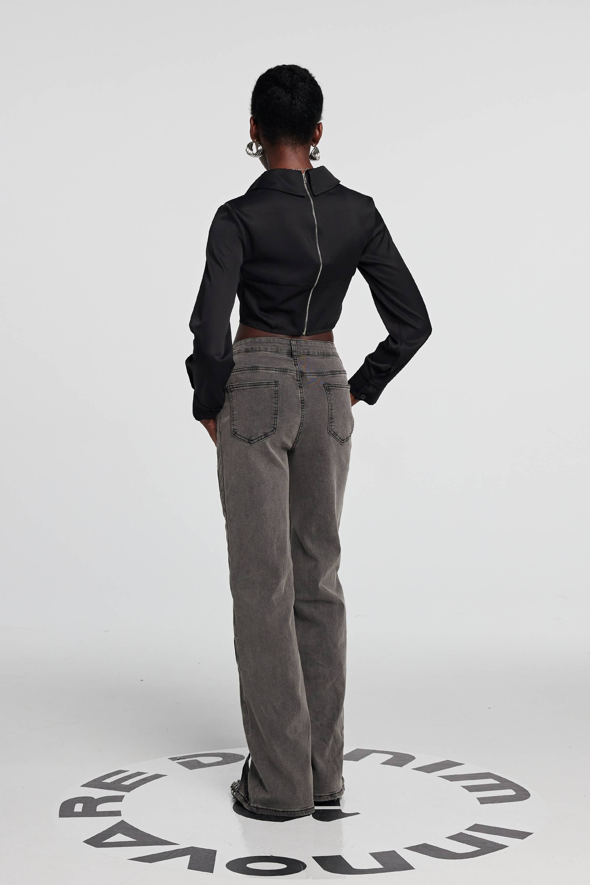 Abigail Hollow Denim Jeans Siyah
