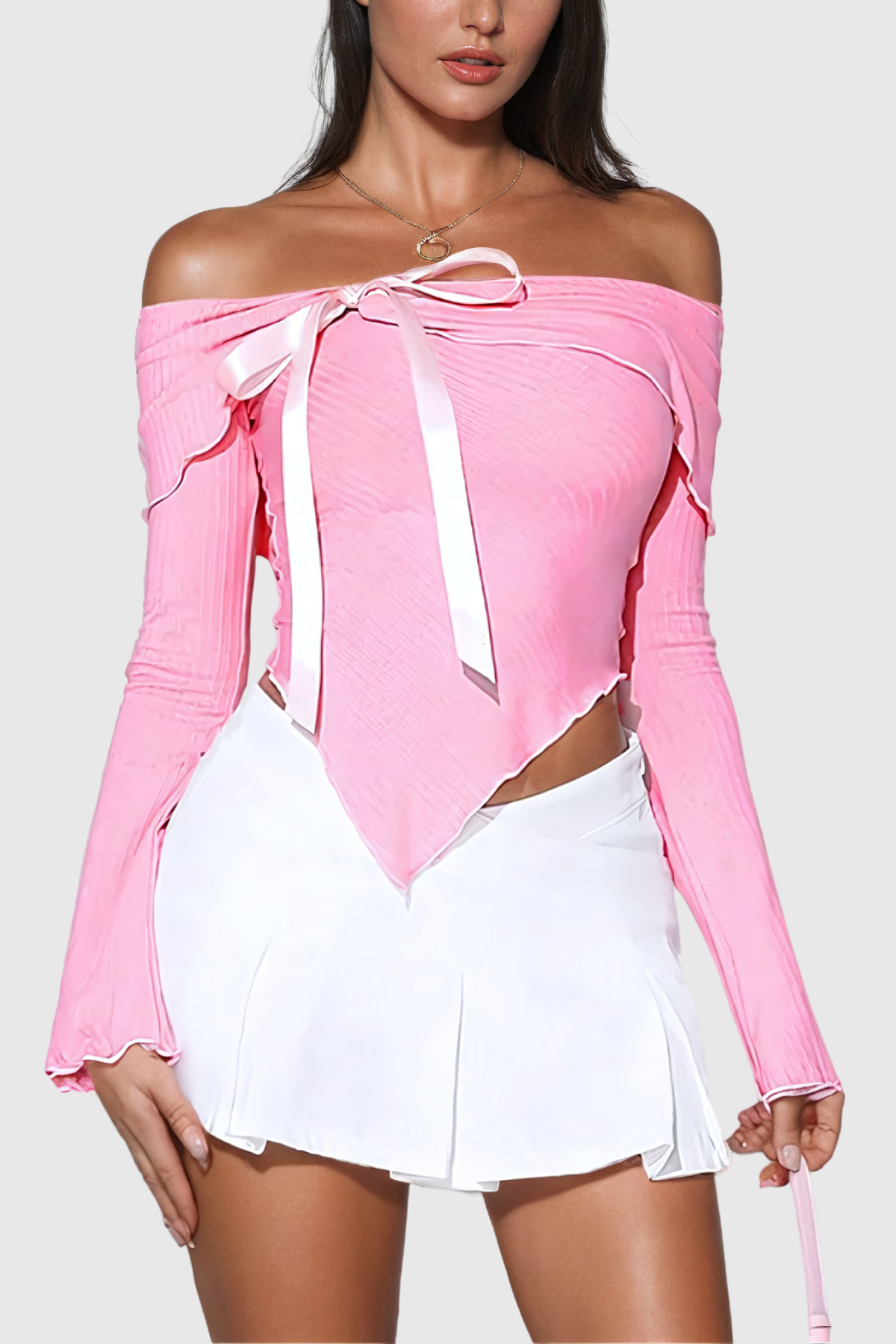 Acantha Düşük Omuz Fiyonklu Asimetrik Bodycon Üst