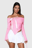 Acantha Düşük Omuz Fiyonklu Asimetrik Bodycon Üst