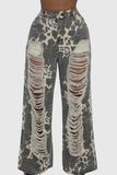 Akasya Leopar Yırtık Jean