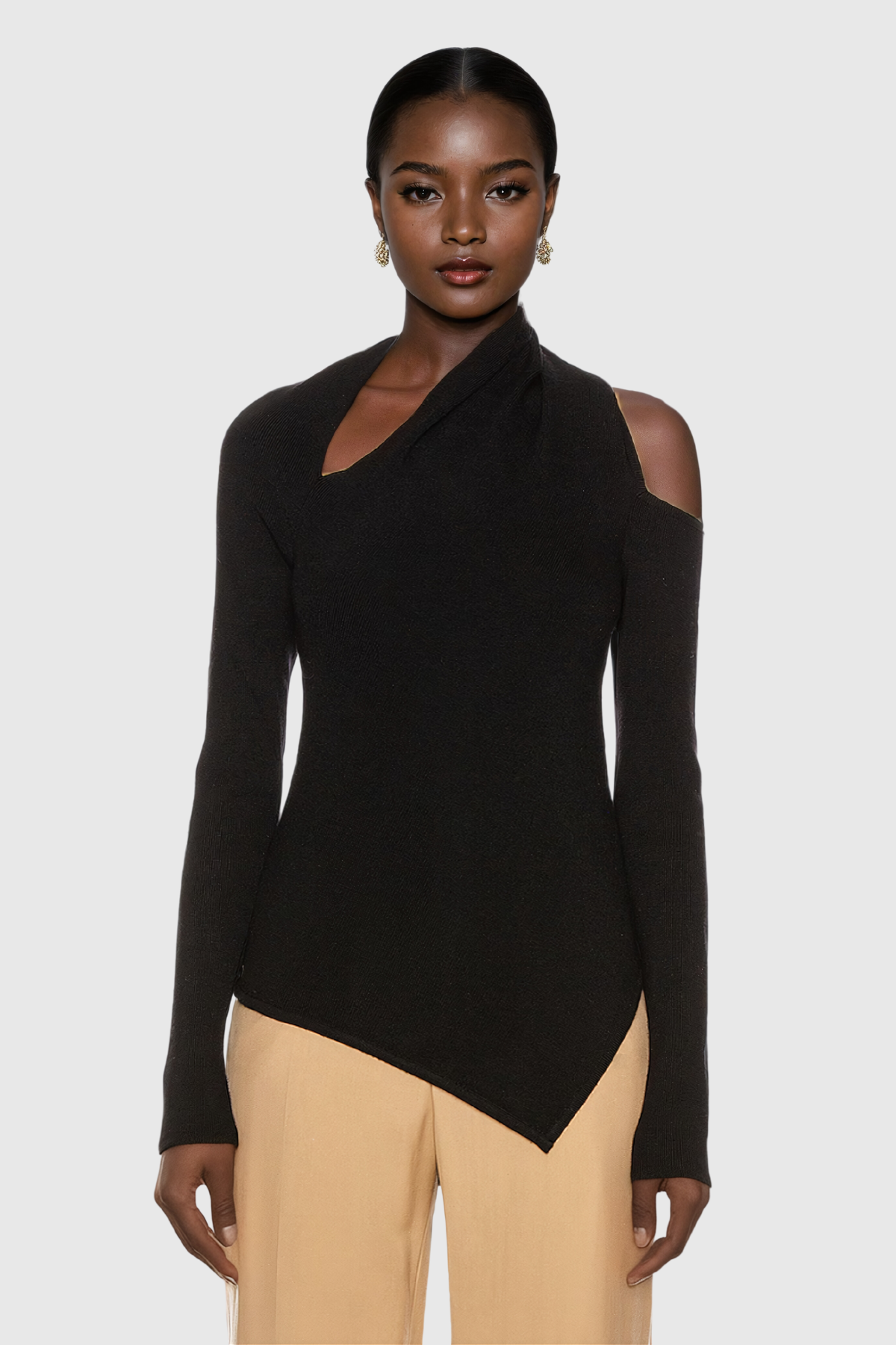 Acatzin Dekolteli Dantelli Asimetrik Bodycon Üst