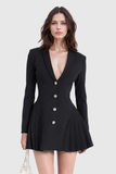 Acosta Dalma Plise Blazer Mini Elbise Siyah