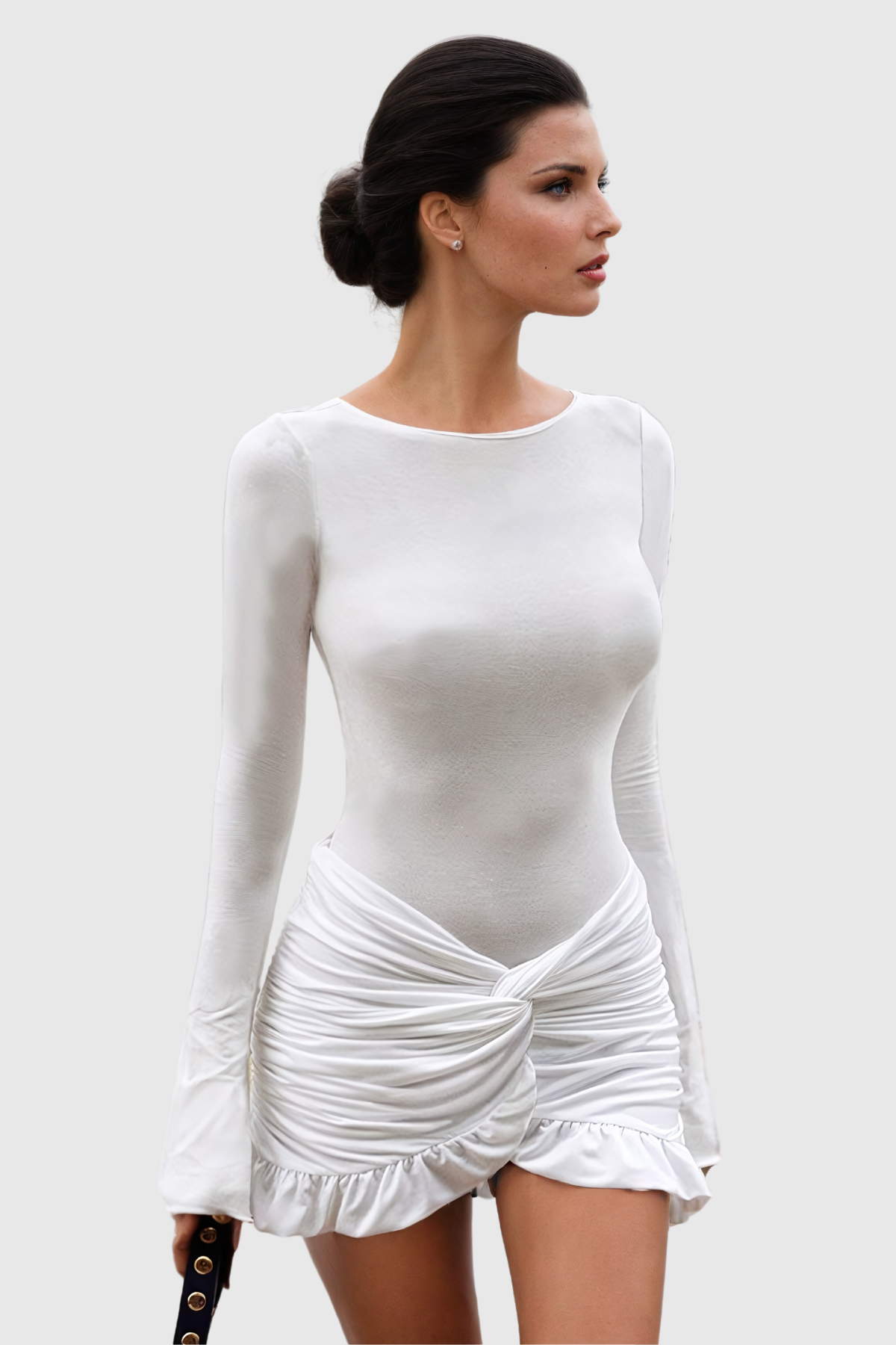 Adalinde Bağcıklı Dantelli Bodycon Mini Elbise