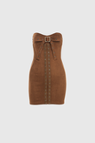 Adara Fiyonklu Straplez Bodycon Mini Elbise
