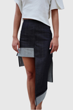 Adina Asimetrik Deforme Denim Etek