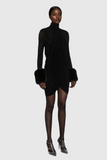 Aelwen Ruch Kürk Bodycon Mini Elbise
