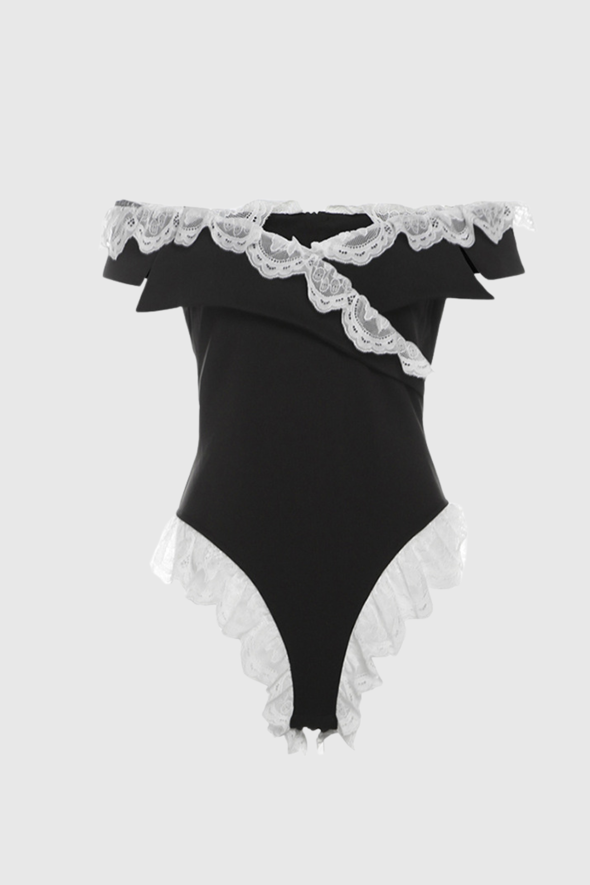 Ahmed Düşük Omuz Dantelli Çapraz Bodysuit