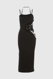 Aimi Cutout Asimetrik Bölünmüş Maxi Elbise