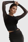 Alusia Cross Mesh Bodycon Siyah Üst