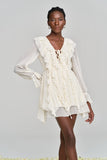 Amitabh Ruffle Lace Up File Mini Elbise